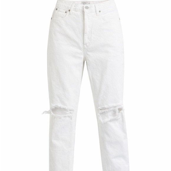 Abercrombie & Fitch Denim - Abercrombie & Fitch The 90s Straight Ultra High Rise White Distressed Jean 31/12